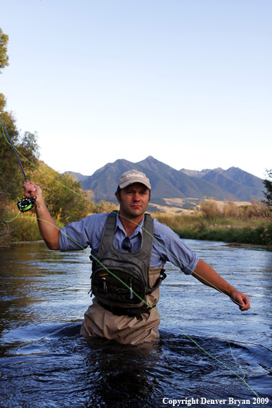 Flyfisherman casting