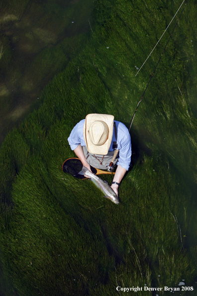 Flyfisherman fishing warm springs