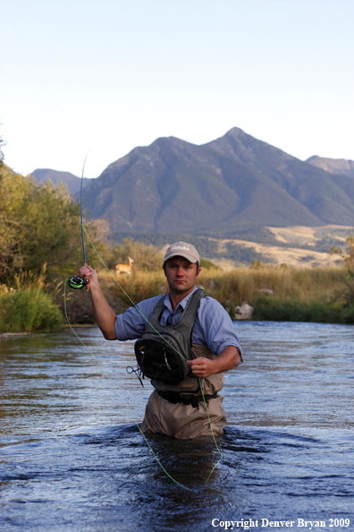 Flyfisherman casting