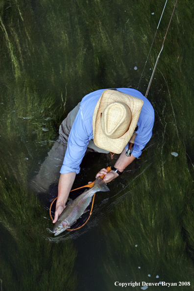 Flyfisherman fishing warm springs