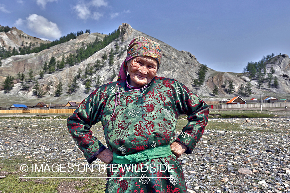 Rural mongolian woman in native dress.