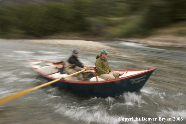 Flyfisherman in driftboat.