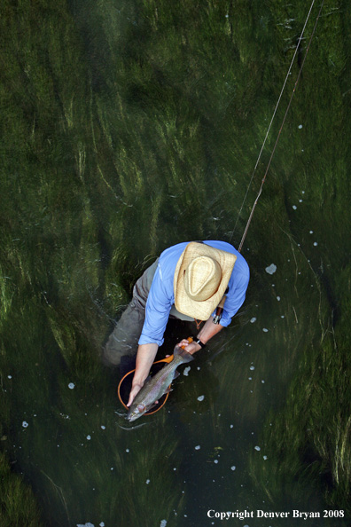 Flyfisherman fishing warm springs