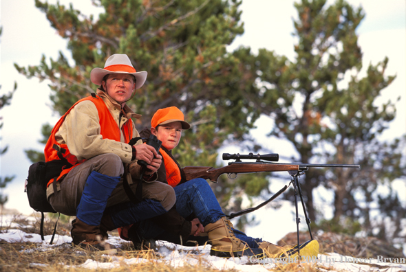 Father and son big game hunting.