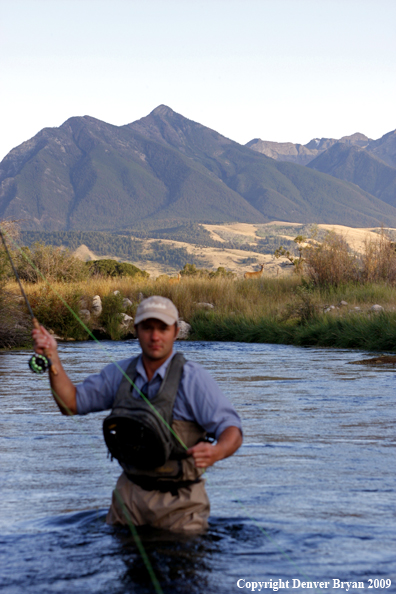 Flyfisherman casting