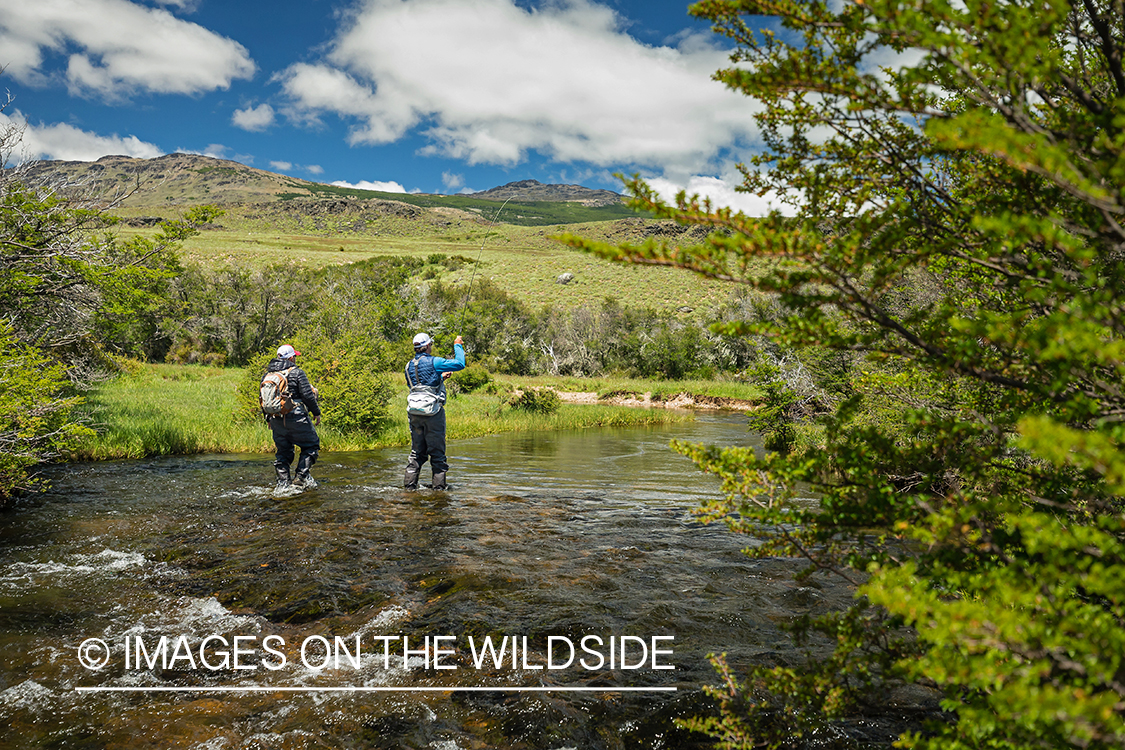 Flyfishermen on stream.