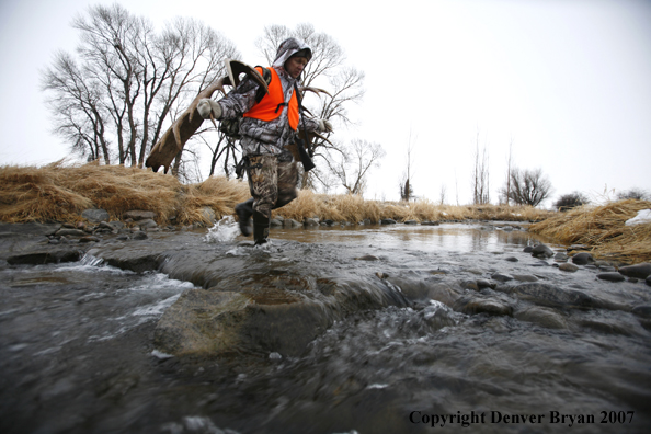 Moose hunter in field