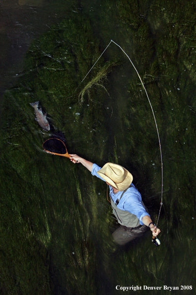 Flyfisherman fishing warm springs