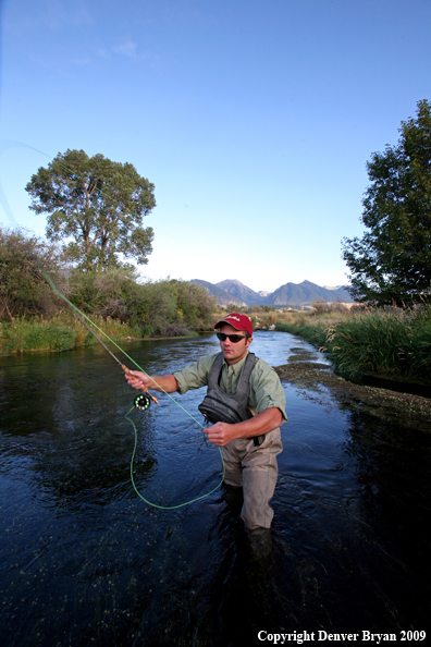 Flyfisherman casting