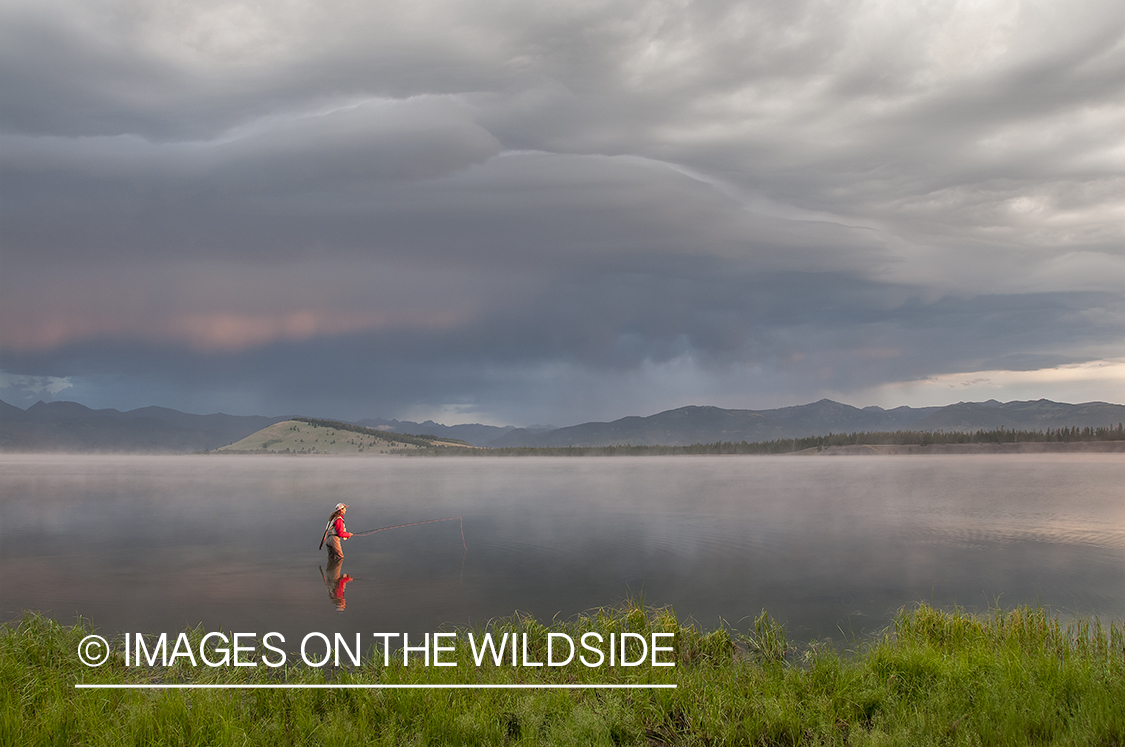 Flyfishing on Hebgen Lake, Montana.