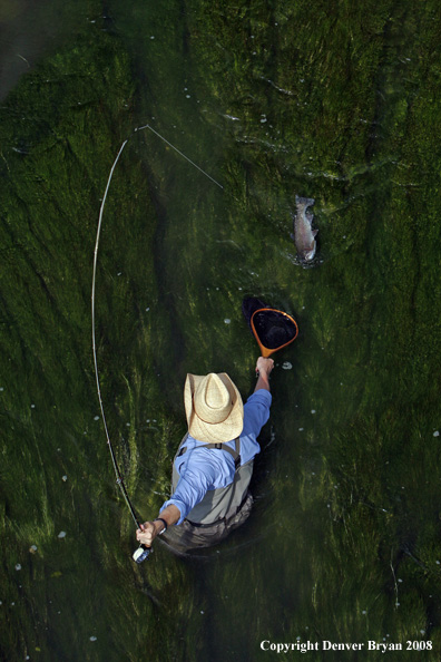 Flyfisherman fishing warm springs