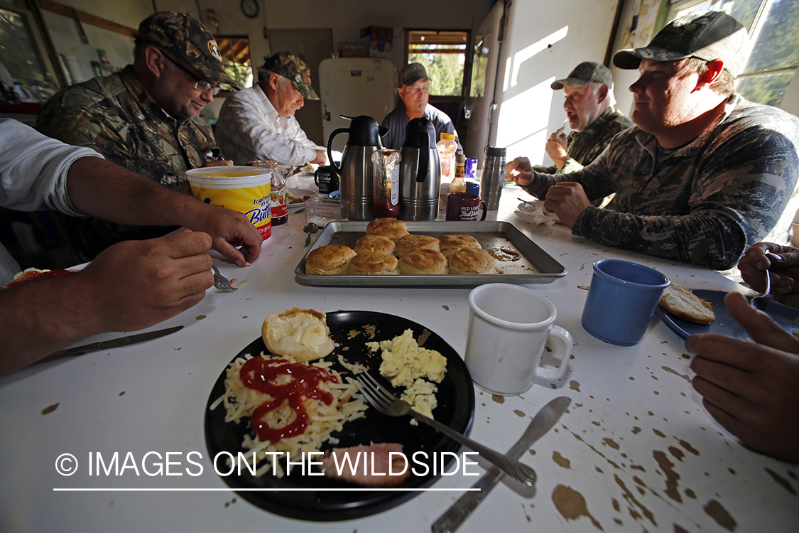 Bowhunters preparing for elk hunt.