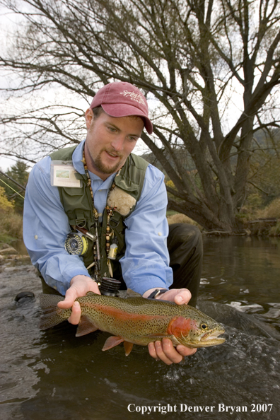 Flyfishermen with nice rainbow trout