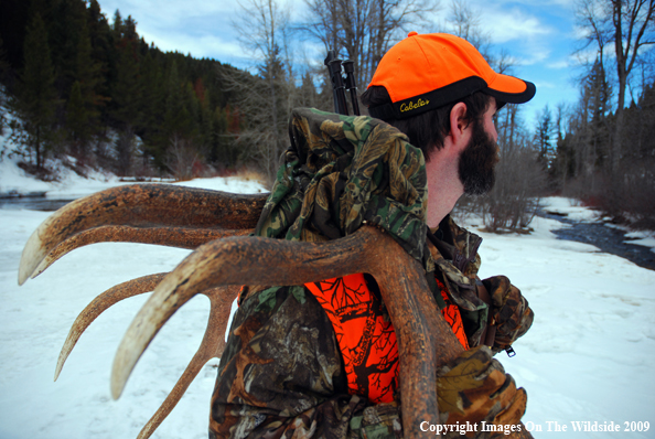 Hunter with Elk Antlers