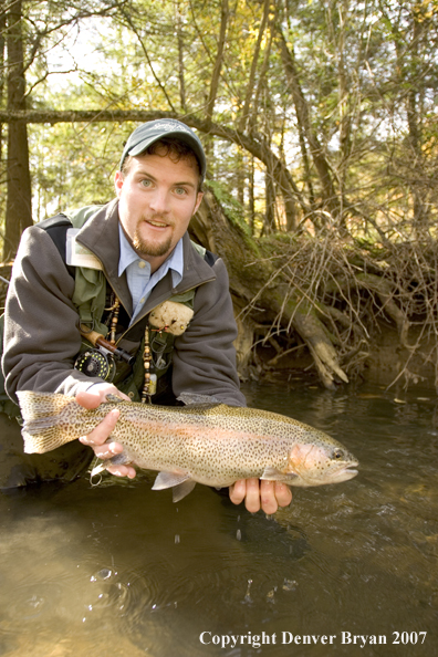 Flyfishermen with nice rainbow trout