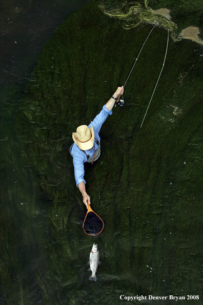 Flyfisherman fishing warm springs