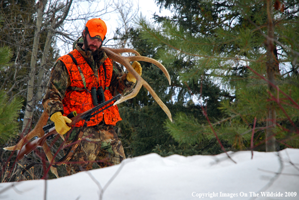 Hunter with Elk Antlers