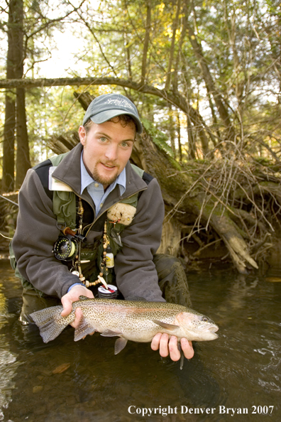 Flyfishermen with nice rainbow trout