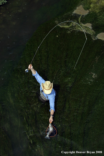 Flyfisherman fishing warm springs