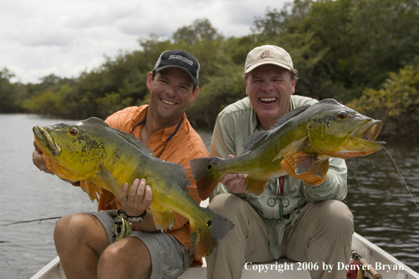 Fishermen holding Peacock Bass