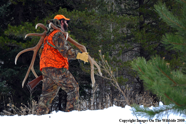 Hunter with Elk Antlers