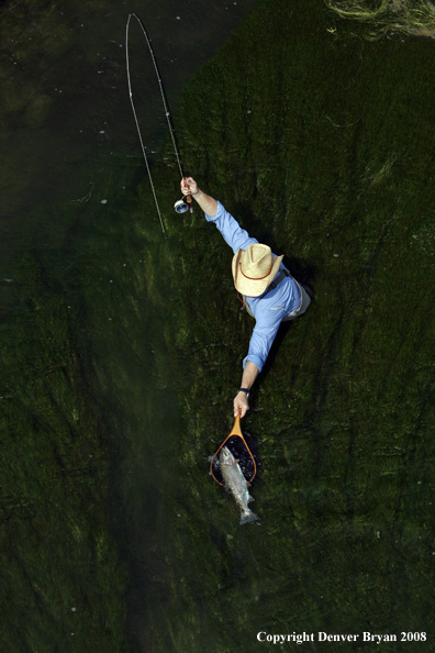 Flyfisherman fishing warm springs