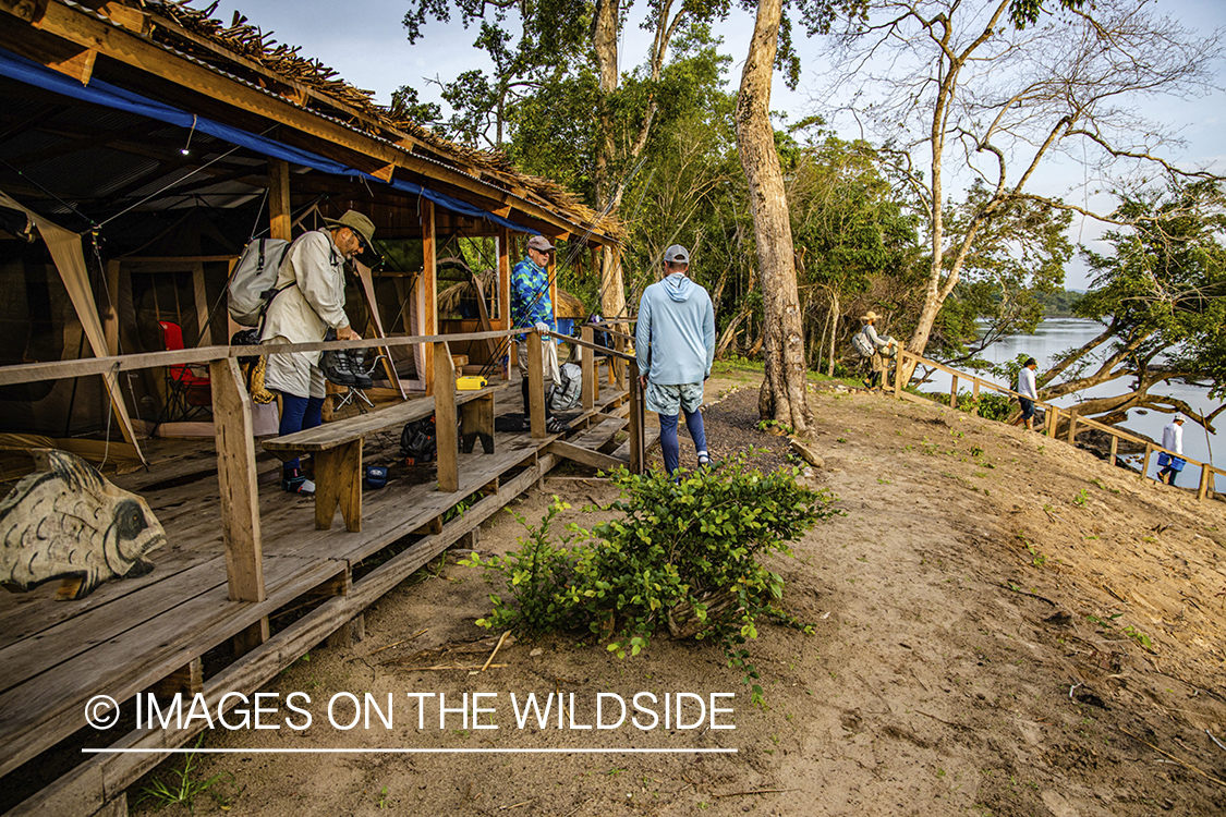 Flyfishing camp on Amazon River in Venezuela.