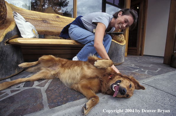 Woman with golden Retriever