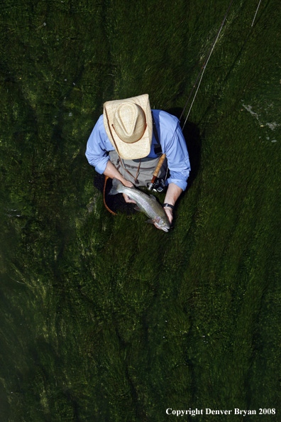 Flyfisherman fishing warm springs