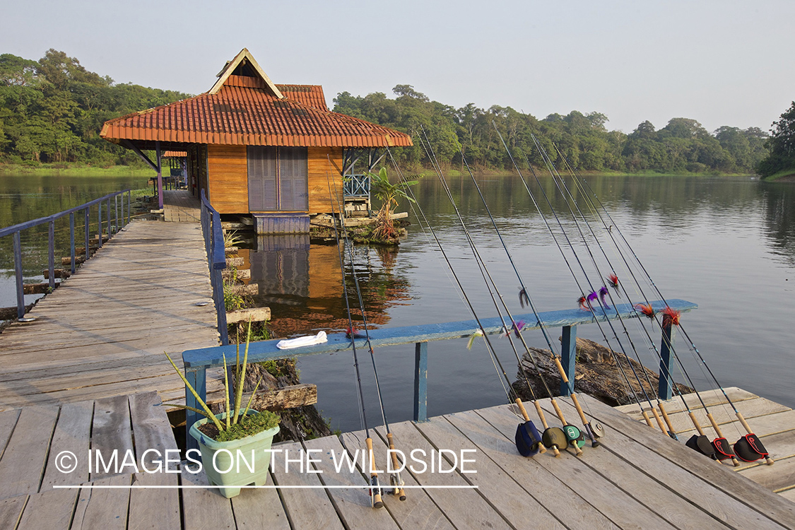 Flyfishing camp on Amazon River in Venezuela.