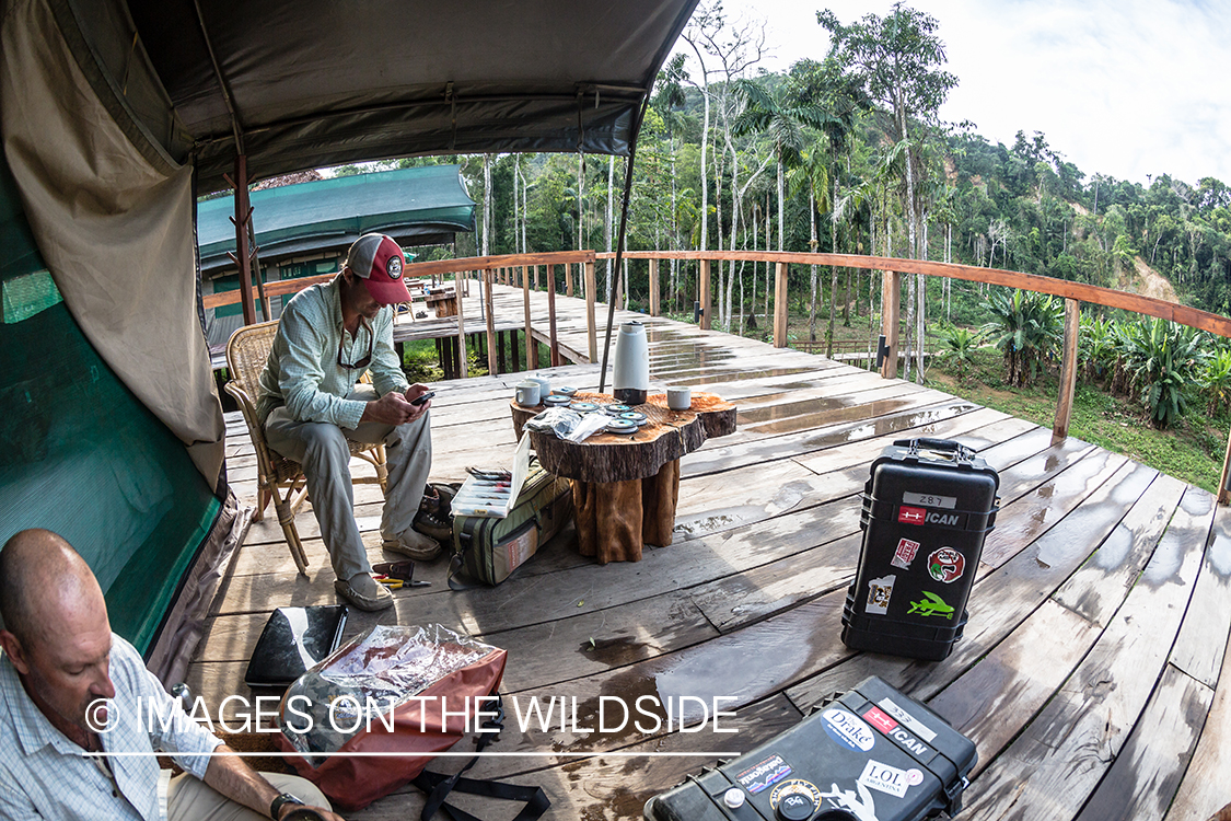 Flyfishing for Golden Dorado in Bolivia. (flyfishermen at camp)