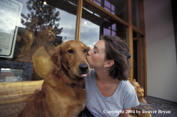 Woman with golden Retriever