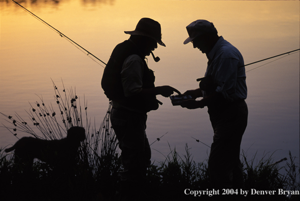 Flyfishermen choosing flies.