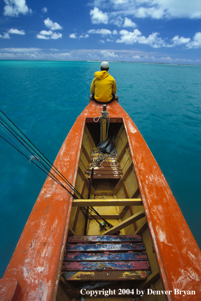 Saltwater flyfisherman looking for fish.