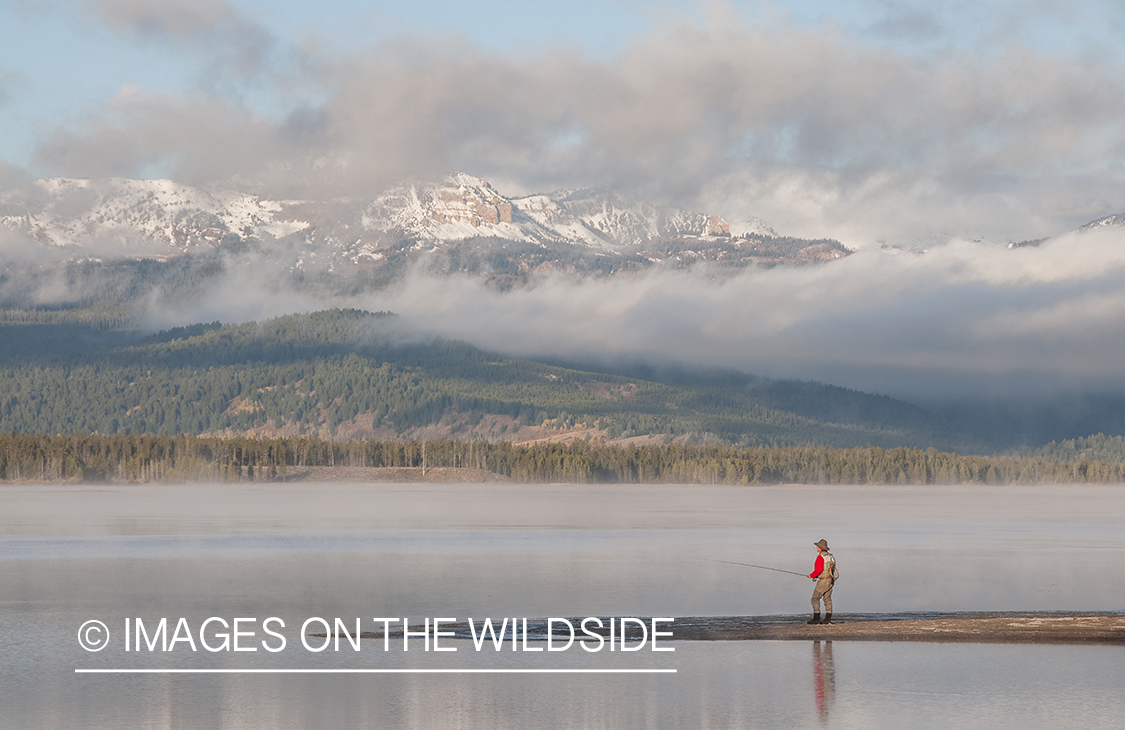 Flyfishing on Hebgen Lake, Montana.