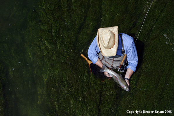 Flyfisherman fishing warm springs