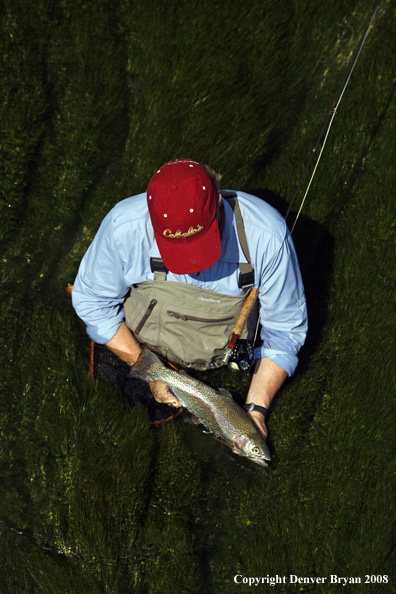 Flyfisherman fishing warm springs