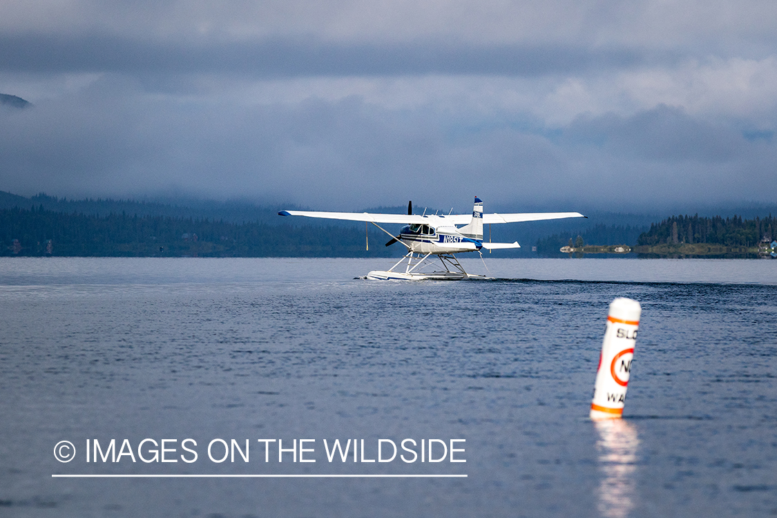 Float plane taking off in Alaska.