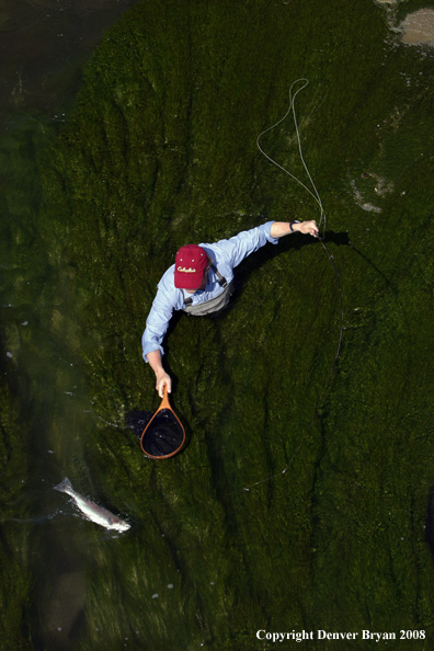 Flyfisherman fishing warm springs