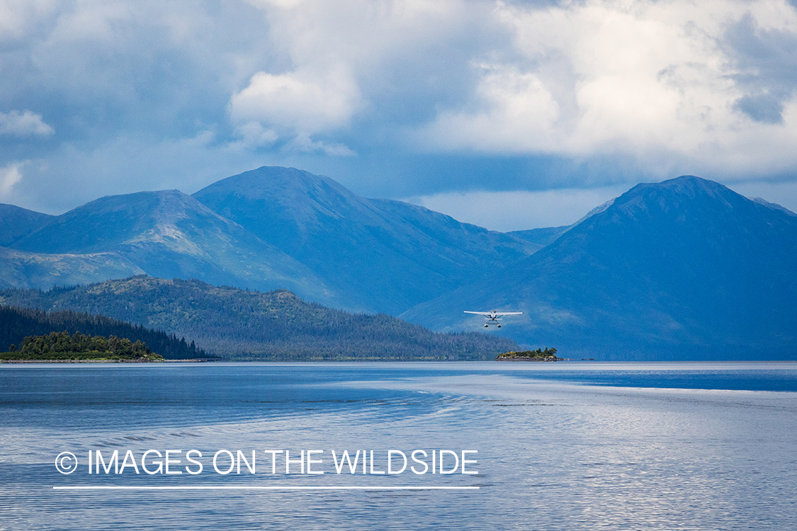 Float plane taking off in Alaska.