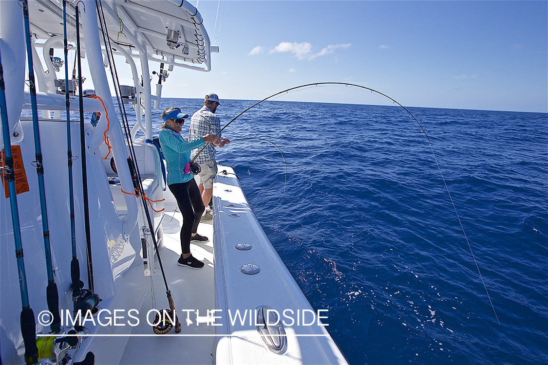 Fishermen on deep sea boat.