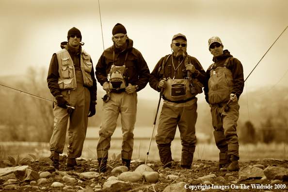 Flyfishermen posing in full gear.