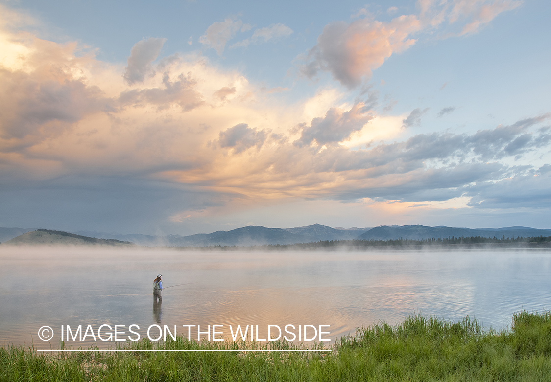 Flyfishing on Hebgen Lake, Montana.