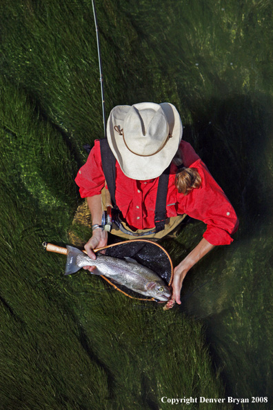 Flyfisherman fishing warm springs