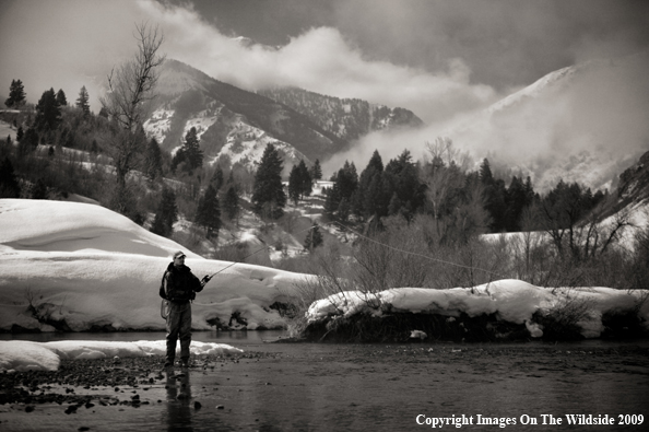 Flyfisherman on stream.