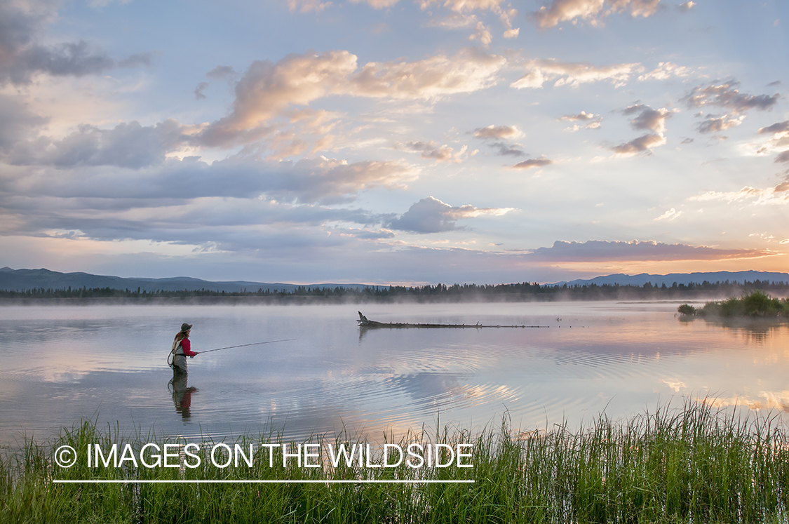 Flyfishing on Hebgen Lake, Montana.