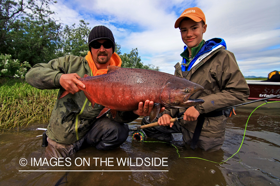 Flyfishermen with king salmon catch.