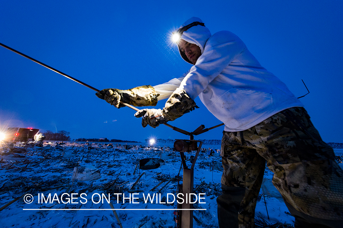 Setting up decoys at dawn. 