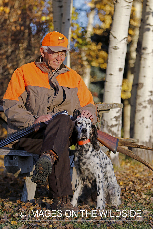 Hunter with English Setter in autumn.