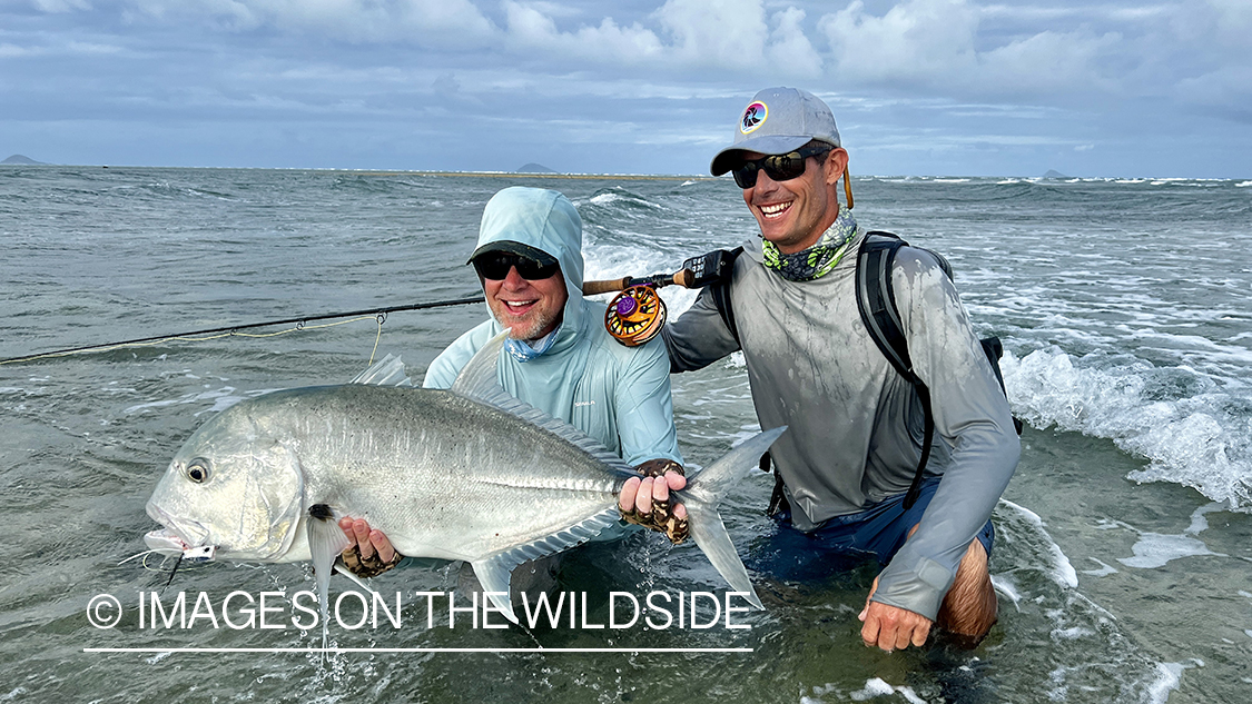 Flyfisherman with giant trevally.